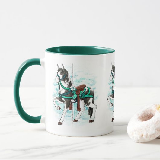 Paint Carousel Pferde Tasse (Mit Donut)