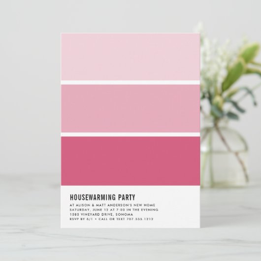 Paint Chip Housewarming Party Einladung (Stehend Vorderseite)