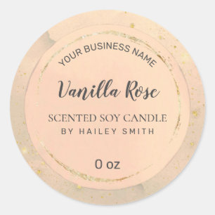 Paint Circle Blush Pink und Gold Soy Candle Runder Aufkleber