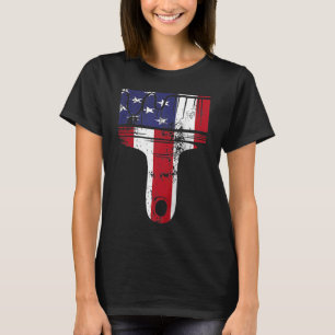 Paint Decorator Paint Brush American Flag T-Shirt