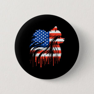 Paint Drip Pomeranian Amerikanische USA-Flagge 4. Button