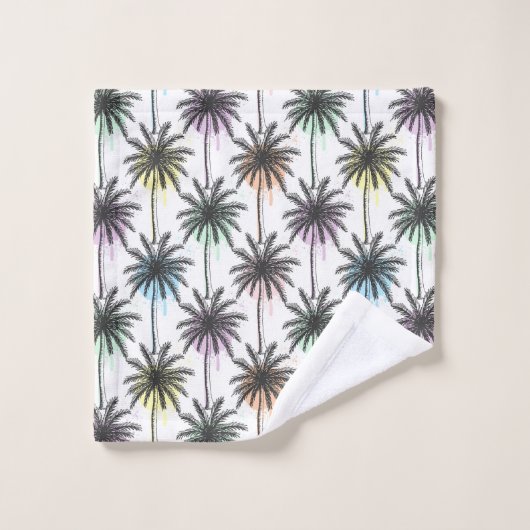 Paint Drop Palm Tree Muster Badhandtuch Set (Waschlappen)