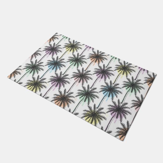 Paint Drop Palm Tree Muster Fußmatte (Schrägansicht)