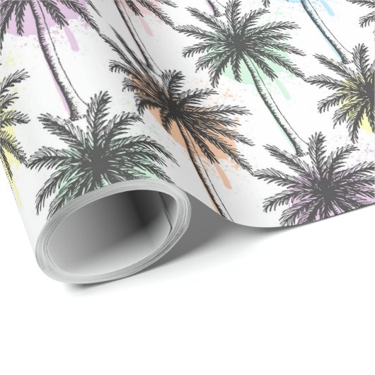 Paint Drop Palm Tree Muster Geschenkpapier (Rolleneckpunkt)