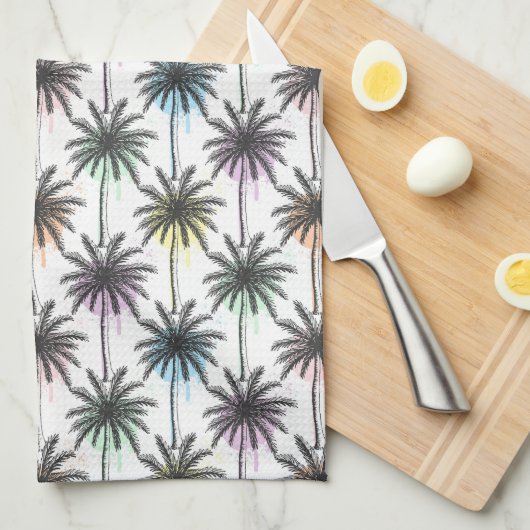 Paint Drop Palm Tree Muster Geschirrtuch (Viertel Falte)
