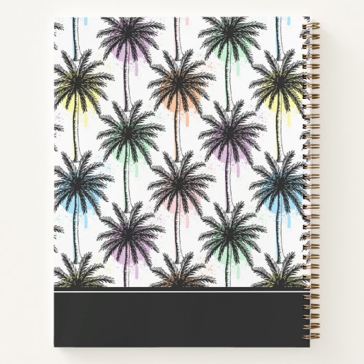 Paint Drop Palm Tree Muster | Name hinzufügen Notizblock (Rückseite)
