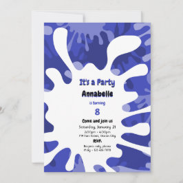 Paint Drops Es ist eine Party Blue Art Geburtstags Einladung