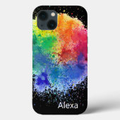 Paint Explosion auf schwarz Case-Mate iPhone Hülle (Rückseite)