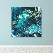 Paint fließende Wellen Aqua Black, Emerald Leinwanddruck (Insitu (Holzboden))