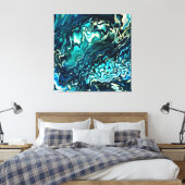 Paint fließende Wellen Aqua Black, Emerald Leinwanddruck (Insitu (Schlafzimmer))