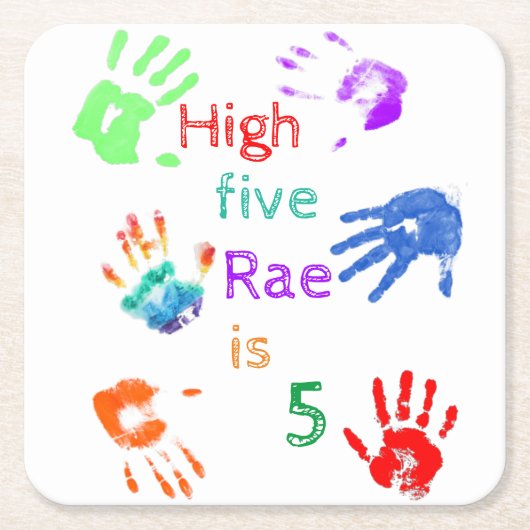 Paint Handdrucke Geburtstag mit Personalisiertem N Rechteckiger Pappuntersetzer (Vorderseite)