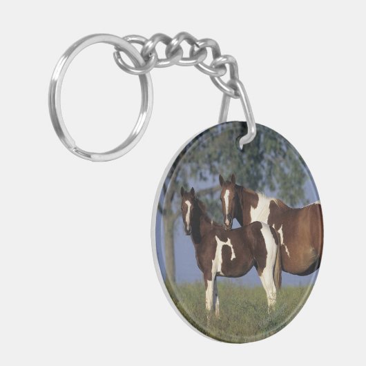 Paint HMare & Foal Schlüsselanhänger (Vorderseite links)