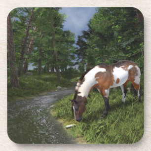 Paint Horse am Waldstrom Getränkeuntersetzer