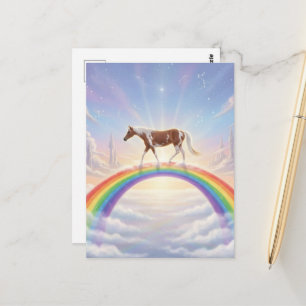 Paint Horse auf einer Regenbogenbrücke Postkarte