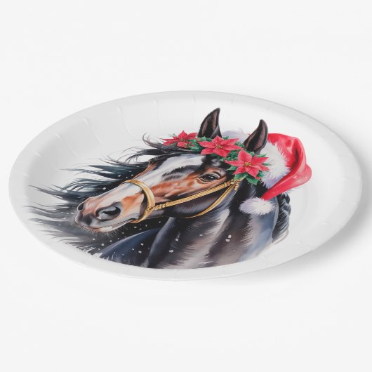 Paint Horse Christmas Paper Plate Pappteller (Schrägansicht)