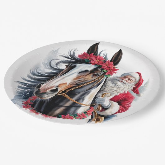 Paint Horse Christmas Paper Plate Pappteller (Schrägansicht)