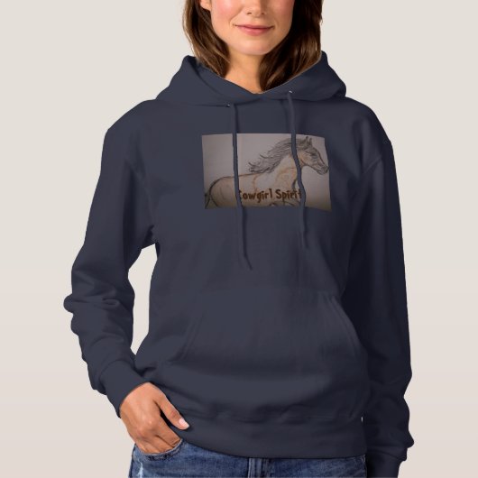 Paint Horse Galloping Cowgirl Spirit Hoodie (Vorderseite)