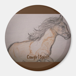 Paint Horse Galloping Cowgirl Spirit Magnet