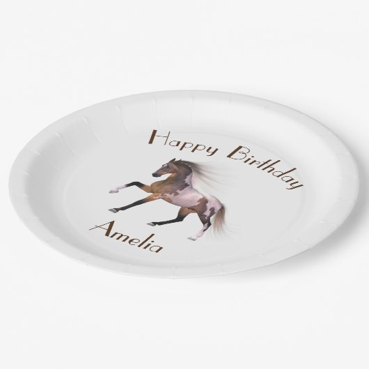 Paint Horse Happy Birthday Custom Paper Teller (Schrägansicht)