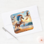 Paint Horse Hawks Ocean Quadratischer Aufkleber (Umschlag)
