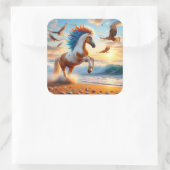 Paint Horse Hawks Ocean Quadratischer Aufkleber (Tasche)