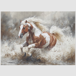 Paint Horse läuft durch Wasser Decoupage Seidenpapier