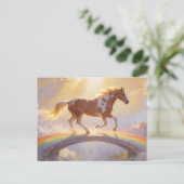 Paint Horse Mare Crosses A Rainbow Bridge Postkarte (Stehend Vorderseite)