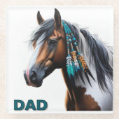 Paint Horse mit nativen Perlen Glasuntersetzer (Vorderseite)