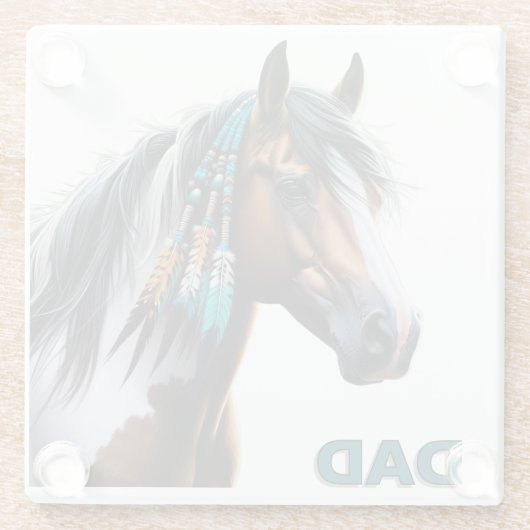 Paint Horse mit nativen Perlen Glasuntersetzer (Rückseite)