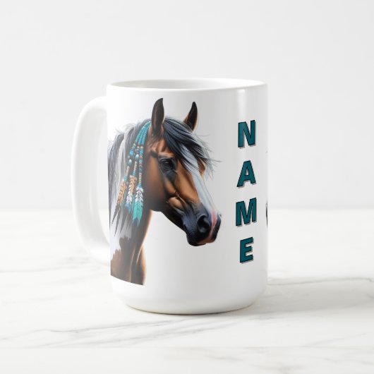 Paint Horse mit nativen Perlen Kaffeetasse (Vorderseite Links)