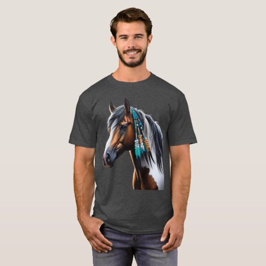 Paint Horse mit nativen Perlen T-Shirt (Vorne ganz)