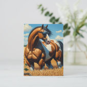 Paint Horse mit Sonnenbrille Postkarte (Stehend Vorderseite)