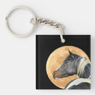 Paint Horse mit Vollmond Schlüsselanhänger