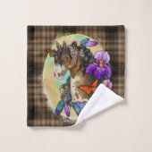 Paint Horse Mustang mit Iris und Schmetterlingen Badhandtuch Set (Waschlappen)