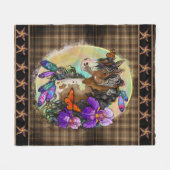 Paint Horse Mustang mit Iris und Schmetterlingen Fleecedecke (Vorderseite (Horizontal))