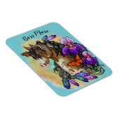 Paint Horse Mustang mit Iris und Schmetterlingen Magnet (Rechte Seite)