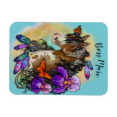Paint Horse Mustang mit Iris und Schmetterlingen Magnet (Horizontal)