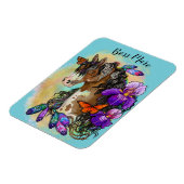 Paint Horse Mustang mit Iris und Schmetterlingen Magnet (Linke Seite)
