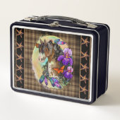 Paint Horse Mustang mit Iris und Schmetterlingen Metall Brotdose (Vorderseite)