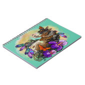 Paint Horse Mustang mit Iris und Schmetterlingen Notizblock (Linke Seite)