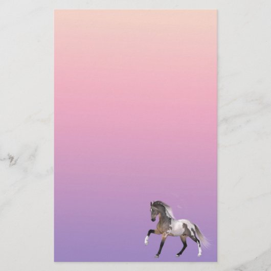 Paint Horse Running Pastel Stationery Paper Briefpapier (Vorderseite)