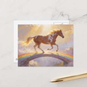 Paint Horse Stute überquert eine Regenbogenbrücke Postkarte