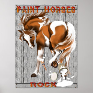 Paint Horses Rock Poster