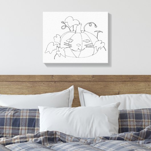 Paint It Cat Face Pumpkin auf Wrapped Canvas Leinwanddruck (Insitu (Schlafzimmer))