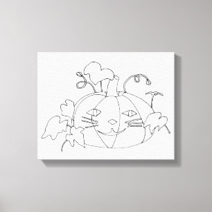 Paint It Cat Face Pumpkin auf Wrapped Canvas Leinwanddruck