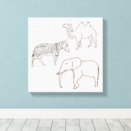 Paint It Elephant Zebra Camel Wrapped Canvas Leinwanddruck (Insitu (Holzboden))