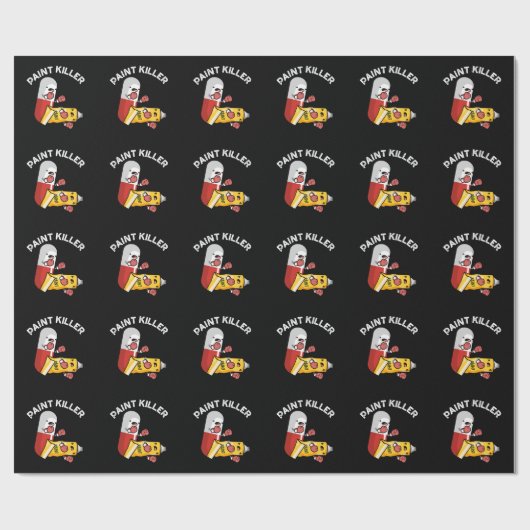 Paint Killer Funny Pill Puff Dark BG Geschenkpapier (Flach)