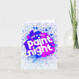 Paint Night Birthday Folded Einladung - Blau