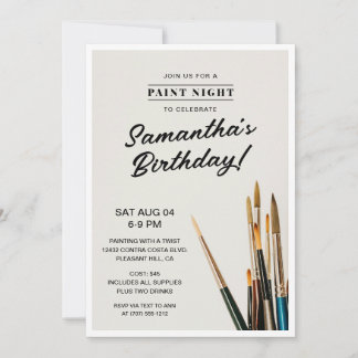 Paint Night Birthday Party Einladung