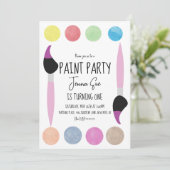 Paint Party Aquarellfarbenpalette Erster Geburtsta Einladung (Stehend Vorderseite)